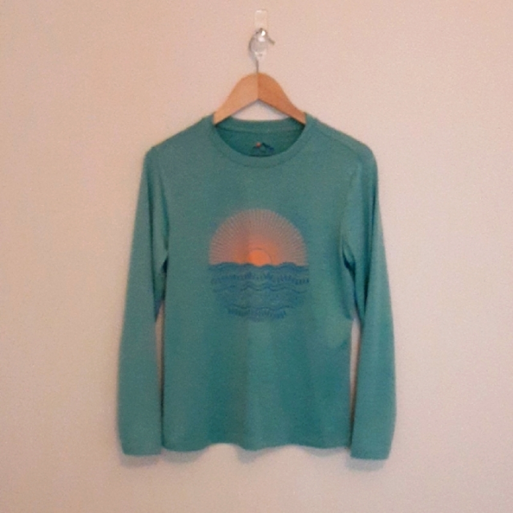 Teal Long Sleeve Shirt with Sun Graphic